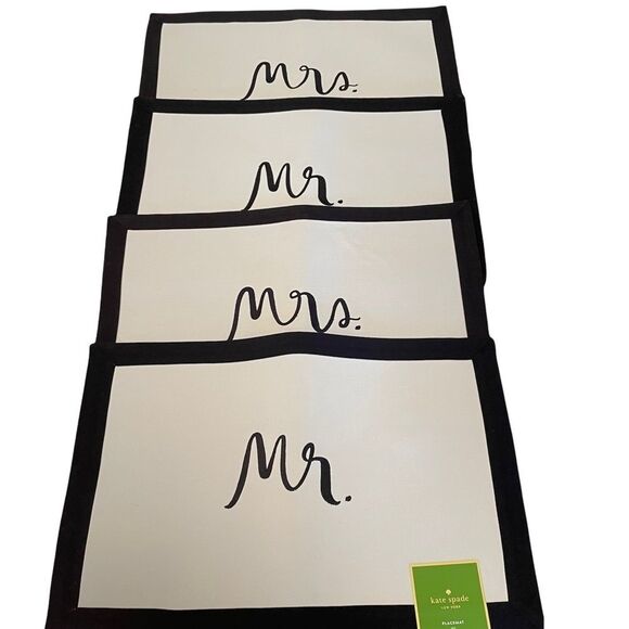 KATE Spade New York Mr. & Mrs. Cotton Placemats Set Of 4 - Picture 1 of 9